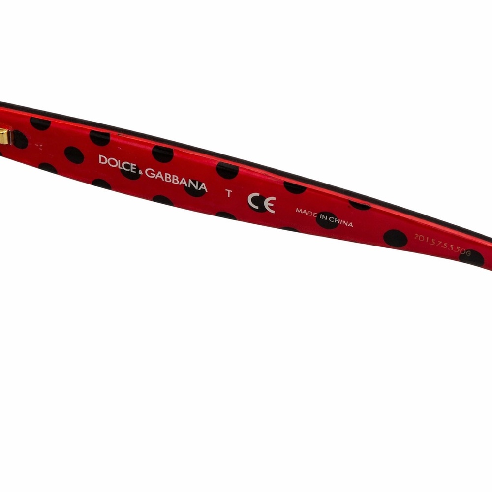 Dolce & Gabbana Women’s Red and Black Polka Dot Temple Sunglasses - Picture 4 of 5